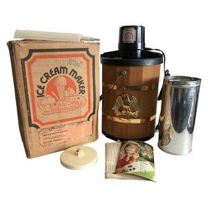 Vintage Wooden Ice Cream Maker Dolly Madison 4 Qt Electric Model 8481